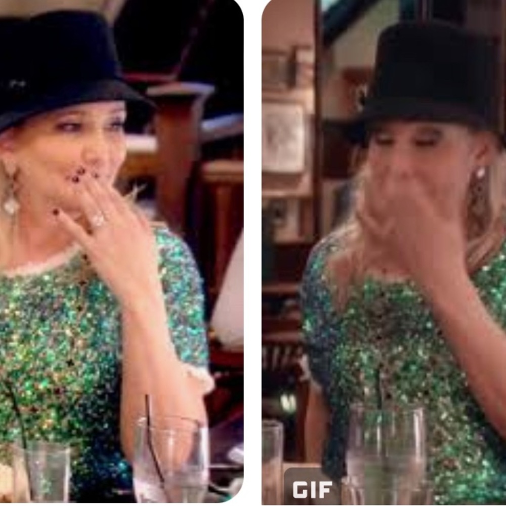 Gryphon green sequined blouse size small as seen on RHOC